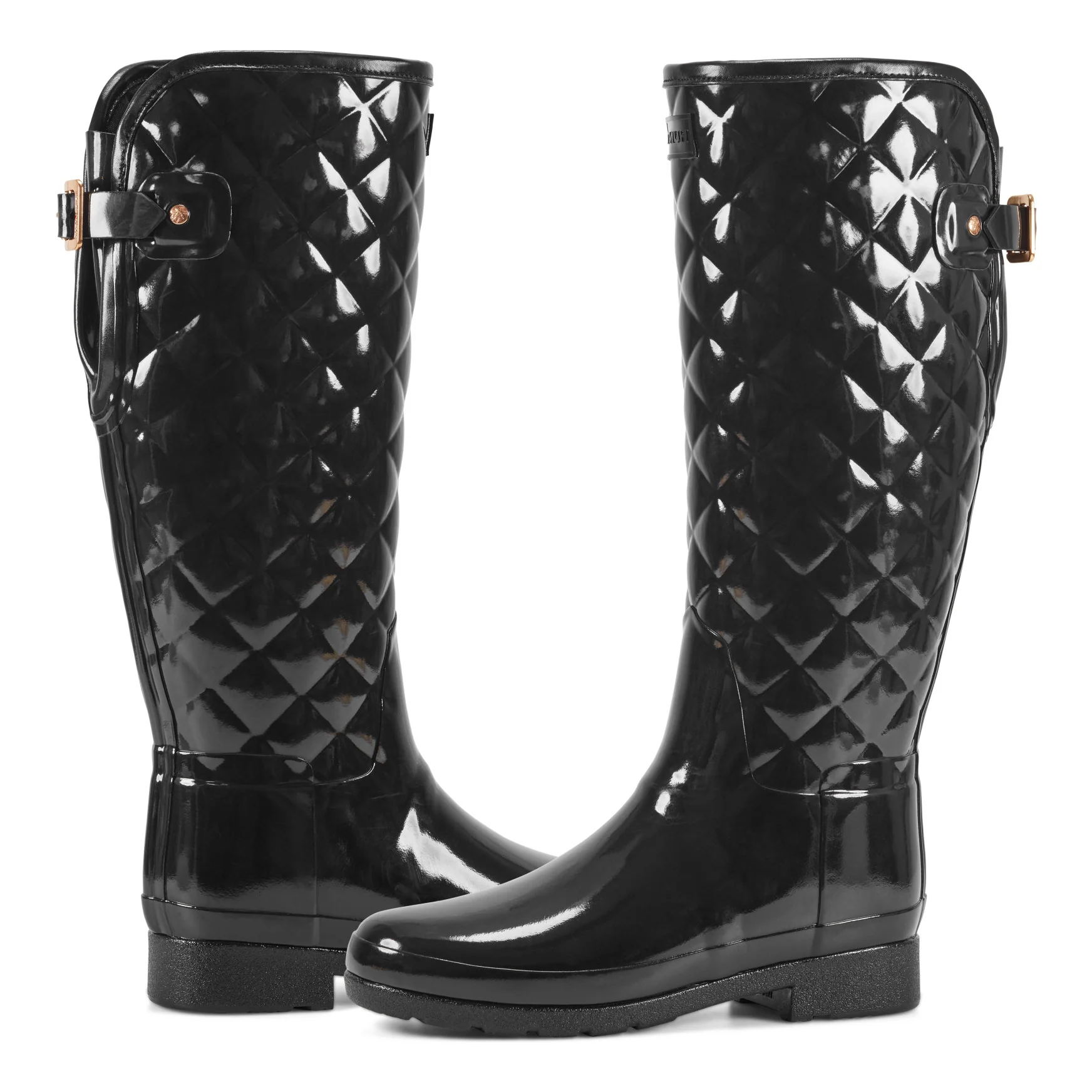 Women's Refined Adjustable Quilted Slim Fit Tall Rain Boots